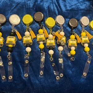 School Bus Drivers Badge Holders, Key Chain/Back Pack Charms and Pens